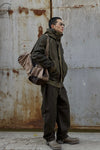 BORIS BIDJAN SABERI Leather and linen stitching travel bag INFANTERY BAG1 F1944+FMM20036